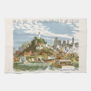 Vintage San Francisco Bay-resemål för färja Kökshandduk