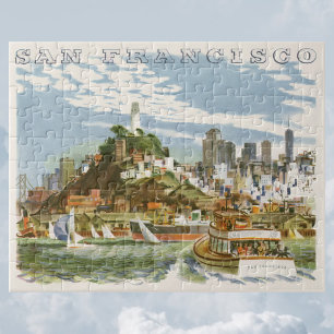 Vintage San Francisco Bay-resemål för färja Pussel