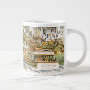 Vintage San Francisco Bay-resemål för resor Ferryb Jumbo Mugg
