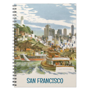 Vintage San Francisco Bay-resemal Resor Affisch Fä Anteckningsbok