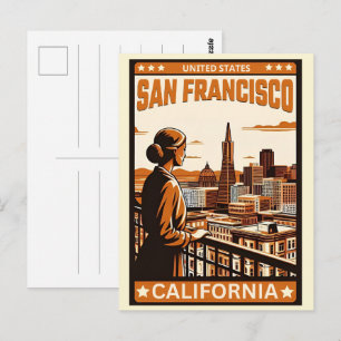 Vintage San Francisco, CA balkongutsikt presenter Vykort