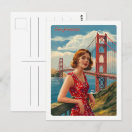 Vintage San Francisco, CA gammal buss på vägen pre Vykort