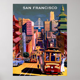 Vintage San Francisco Cable Car Retro Travel Poster