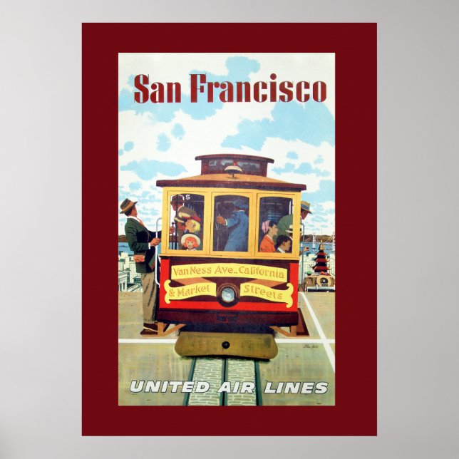 Vintage San Francisco Cable Car Travel Poster (Framsidan)