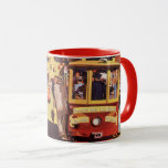 Vintage San Francisco Cable Cars Travel Poster Art Mugg<br><div class="desc">Vintage illustration USA:s reseaffisch med San Francisco,  Kalifornien med tanke på Bay Bridge och kabelbilarna tittar ner California Street i China Town.</div>