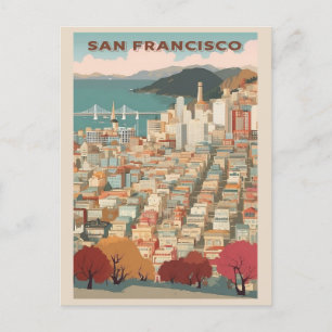 Vintage San Francisco California City Skyline Vykort