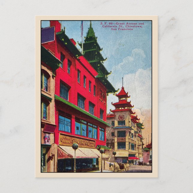 Vintage San Francisco Chinatown vykort (Framsida)