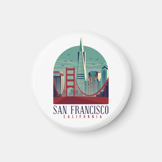Vintage San Francisco Cityscape Magnet (Framsidan)