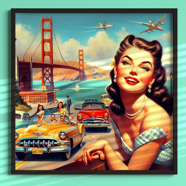 Vintage San Francisco Girl Illustration Poster (Skapare uppladdad)