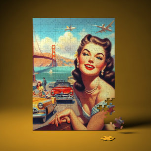 Vintage San Francisco Girl Illustration Pussel