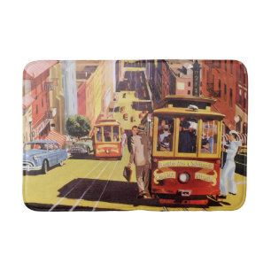 Vintage San Francisco kabelvagnars reseaffisch kon Badrumsmatta