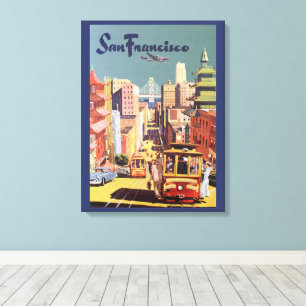 Vintage San Francisco kabelvagnars reseaffisch kon Canvastryck