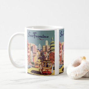 Vintage San Francisco kabelvagnars reseaffisch kon Kaffemugg