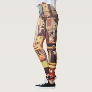 Vintage San Francisco kabelvagnars reseaffisch kon Leggings