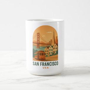 Vintage San Francisco Kaffemugg Retro Guld-