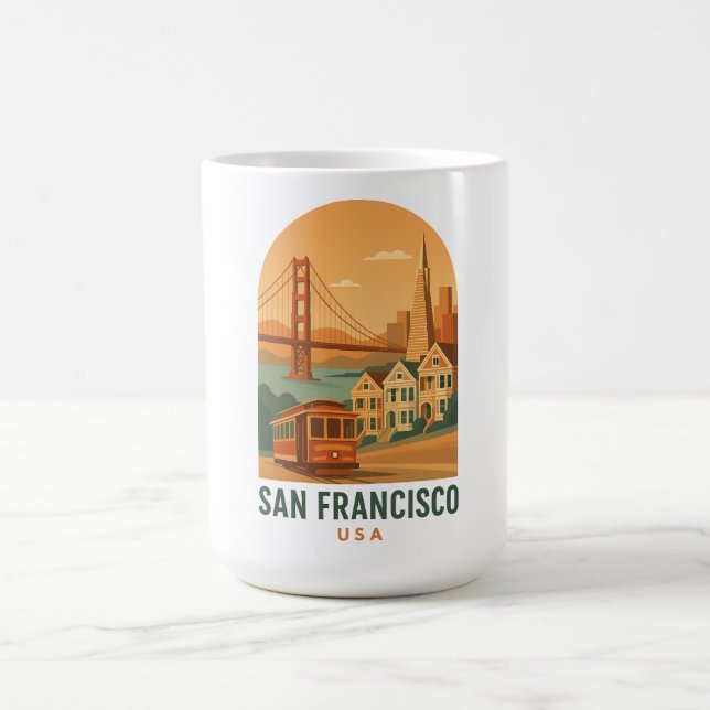 Vintage San Francisco Kaffemugg | Retro Guld- (Center)
