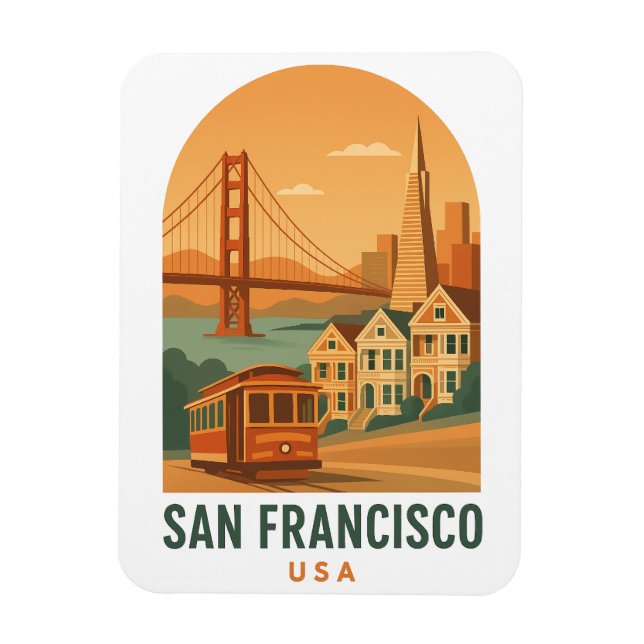 Vintage San Francisco Travel Magnet | Golden Gate  (Vertikal)