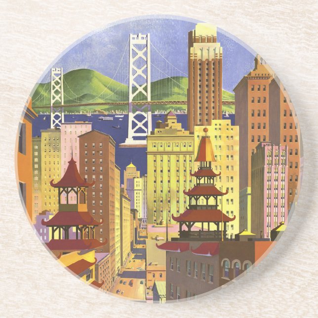 Vintage San Francisco Underlägg Sandsten (Framsidan)