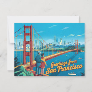 Vintage San Francisco-vykort   Hälsning från Vykort