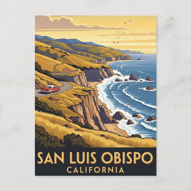 Vintage San Luis Obispo California Vykort (Framsida)