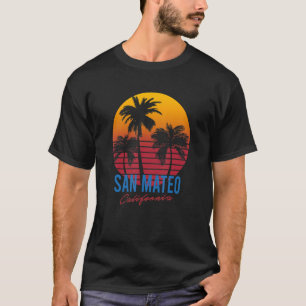 Vintage San Mateo California Handflatan Träd Sunse T Shirt