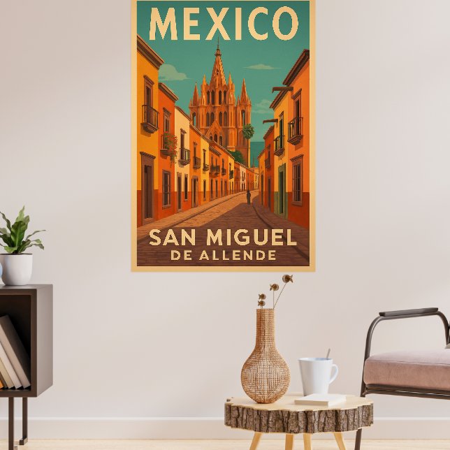 Vintage San Miguel de Allende Mexiko Poster (Vardagsrum 3)