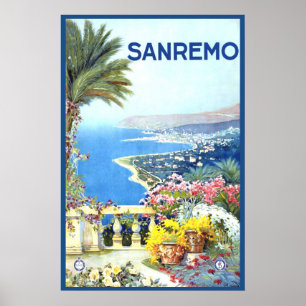 Vintage San Remo Italien Europe Travel Poster