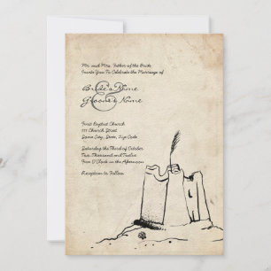 Vintage Sand Castle Wedding bjudande Inbjudningar