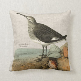 Vintage Sandpiper vid havet Kudde