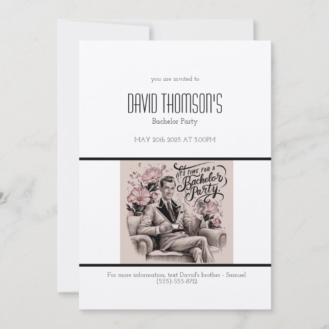 Vintage sängkammarparty inbjudan retro design (Framsida)