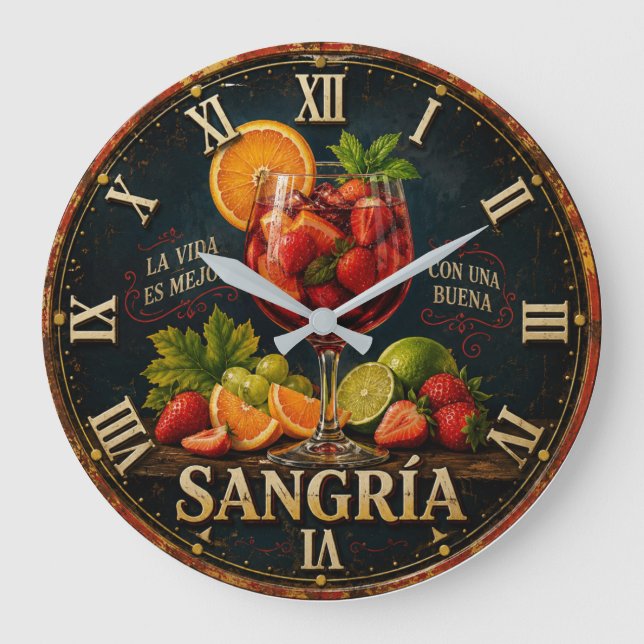 Vintage Sangria  Stor Klocka (Framsida)
