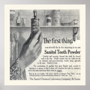 Vintage Sanitol Tooth Powder Ad från 1906 Poster