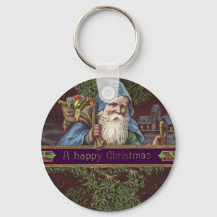 Vintage Sankt Nikolaus konsttryck målning Nyckelring