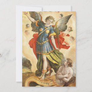 Vintage Sankte Mikael Besegrar Lucifer Inbjudan