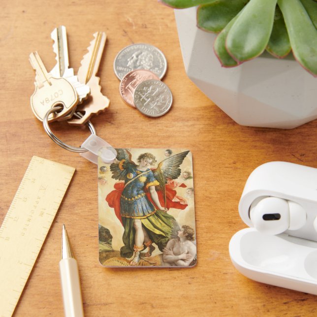 Vintage Sankte Mikael Besegrar Lucifer Nyckelring (Skrivbord)