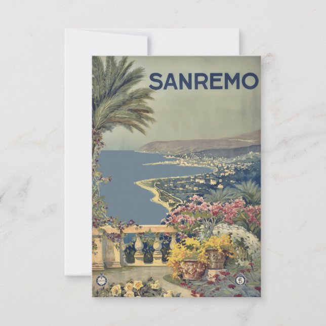 Vintage Sanremo Italien Travel Kort (Framsida)