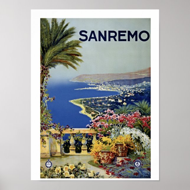Vintage Sanremo Italienska rese- och Poster (Framsidan)