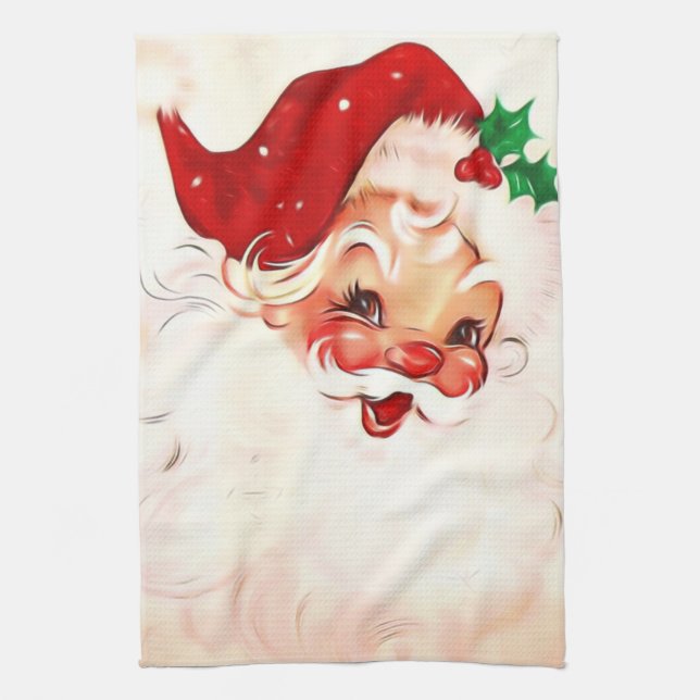 Vintage Santa 4 Kökshandduk (Vertikal)