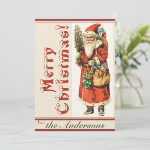 Vintage Santa 5 med julafton Sång Helgdag Inbjudningar