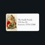 Vintage Santa Adressetiketters Adressetikett<br><div class="desc">Charming och nostalgisk bild av Jultomten som snabbt förbereder leksak inför jul. Matchningskort,  presentetiketter och porto finns tillgängliga.</div>