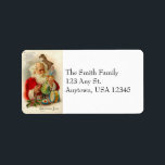 Vintage Santa Adressetiketters Adressetikett<br><div class="desc">Charming och nostalgisk bild av Jultomten som snabbt förbereder leksak inför jul. Matchningskort,  presentetiketter och porto finns tillgängliga.</div>