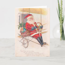 Vintage Santa Airship Fantasy Helgkort