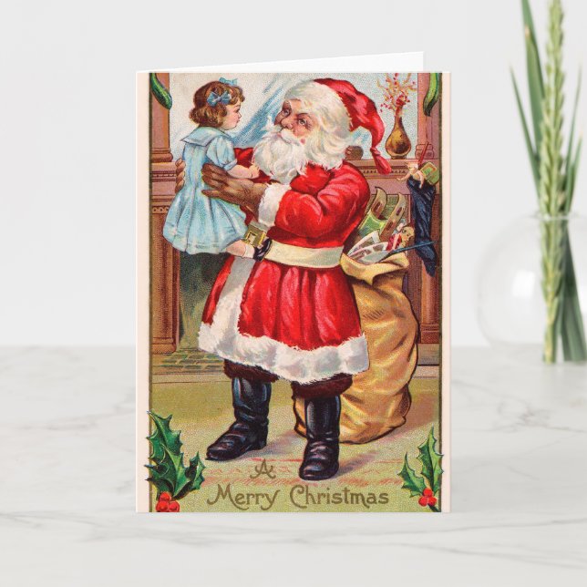 Vintage Santa and Child Helgkort (Framsida)