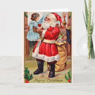 Vintage Santa and Child Helgkort