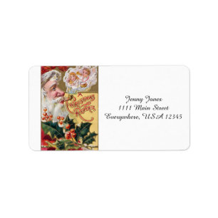 Vintage Santa and Children Adressetikett