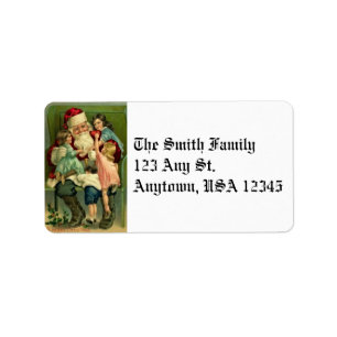 Vintage Santa and Children Adressetiketters Adressetikett