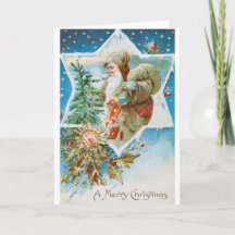 Vintage Santa and Gifts Merry Christsmas Card