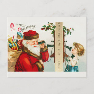 Vintage Santa and Little Girl på Mobila Helg Vykort