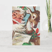 Vintage Santa and Reindeer