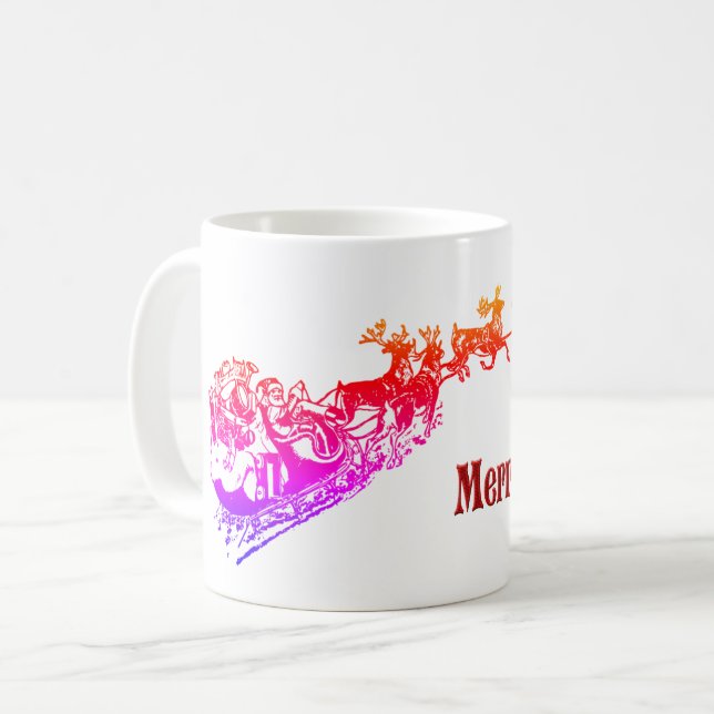 Vintage Santa and Reindeer jul Kaffemugg (Framsida vänster)